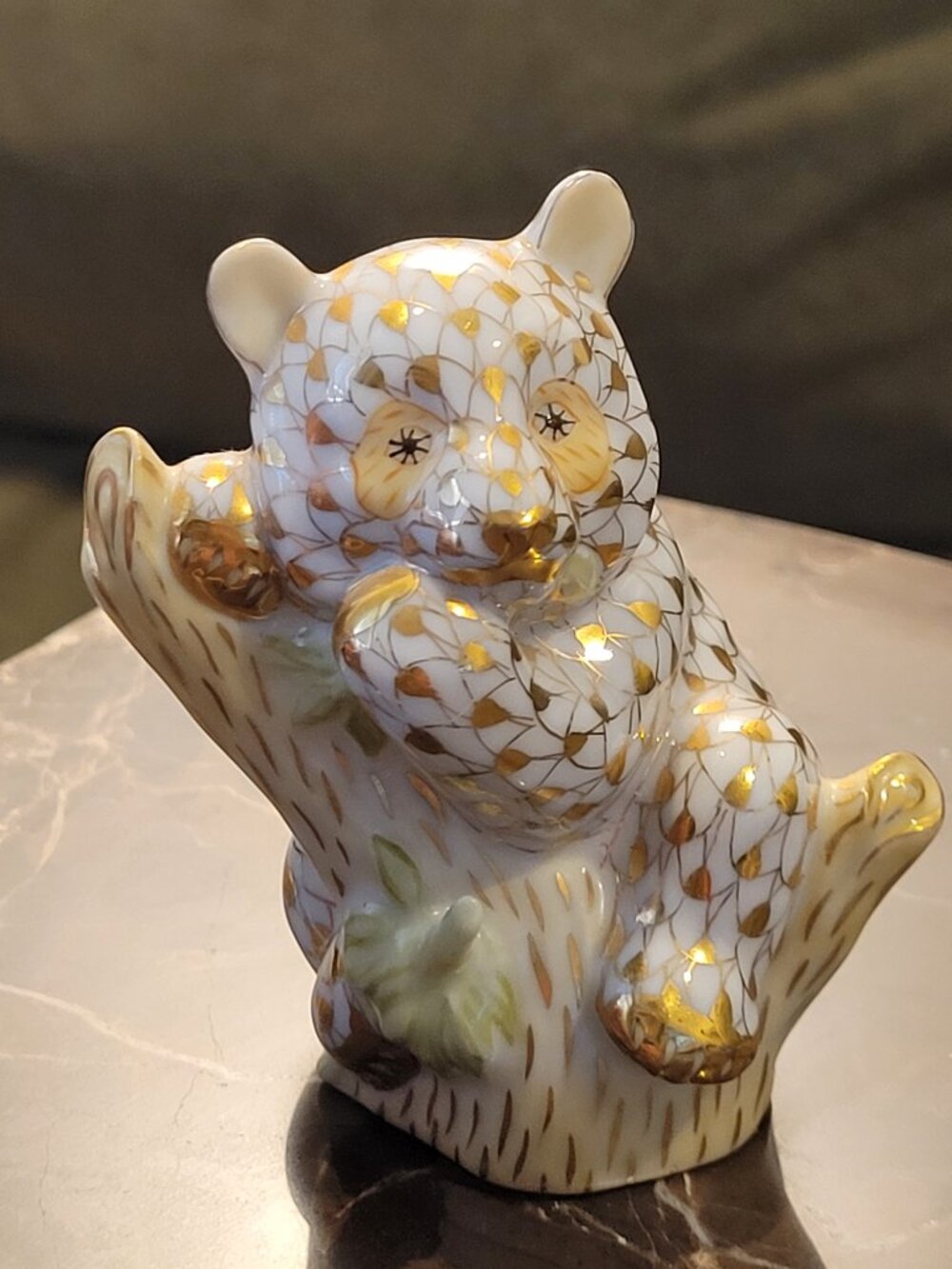 Herend 2002 Collector Baby Giant Panda Gold In Tree Fishnet Figurine RARE 15672